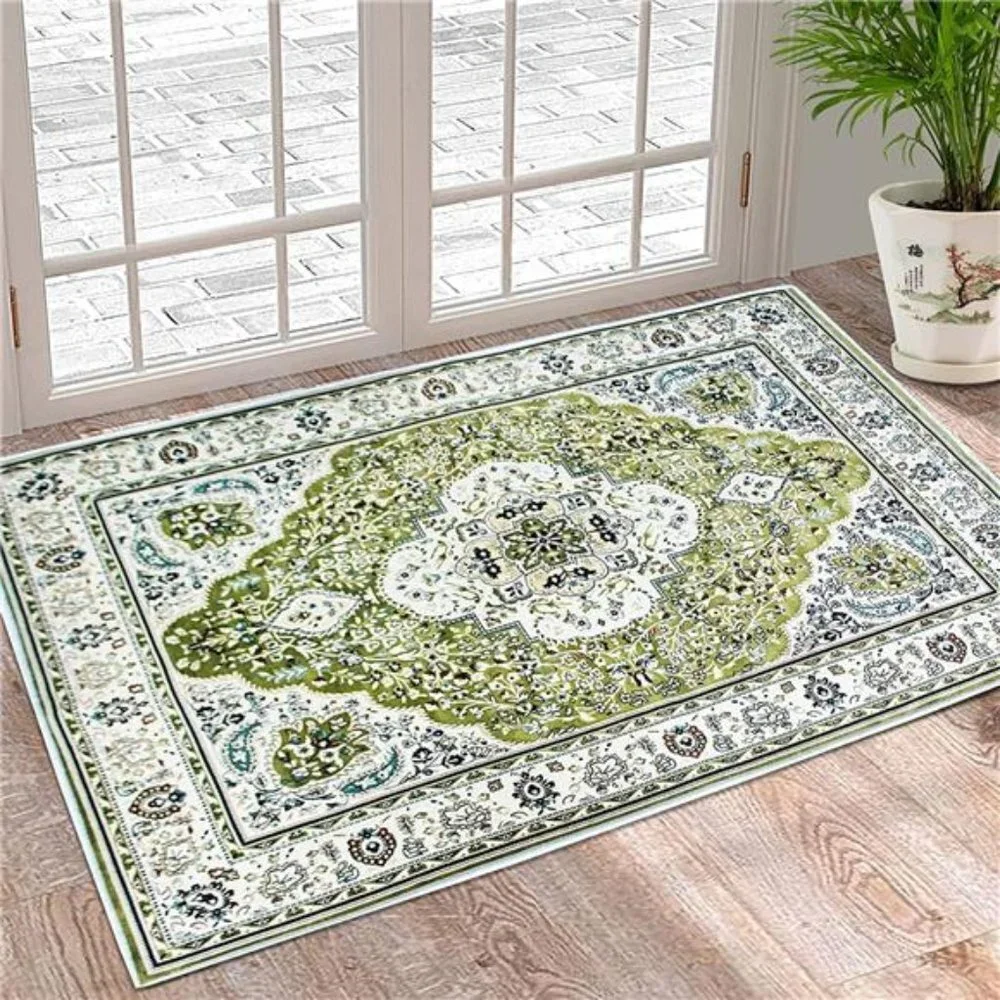 Persian Vintage Floor Mat, Boho Tribal Area Rug Stain Resistant - 23.5X 35.5